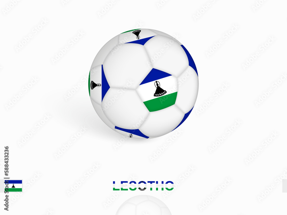 Soccer ball with the Lesotho flag, football sport equipment. Soccer ball with the Lesotho flag, football sport equipment.
