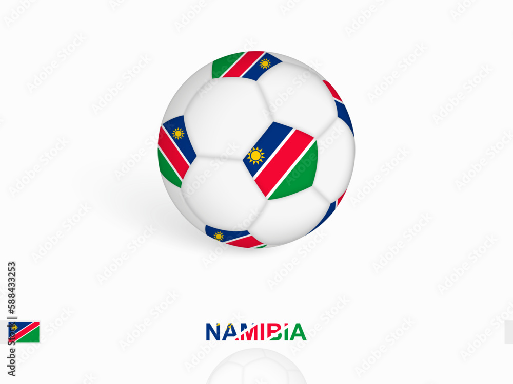 Soccer ball with the Namibia flag, football sport equipment.