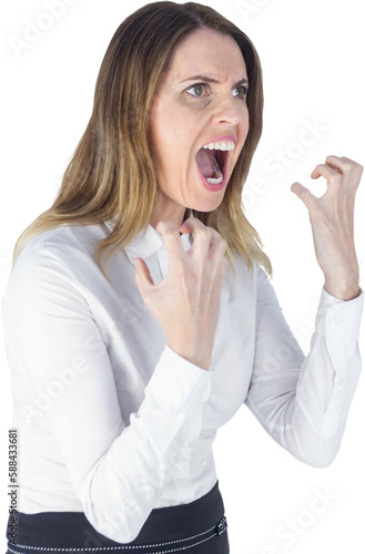 Frustrated businesswoman yelling