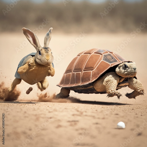 turtle and rabbit on the beach
