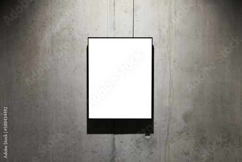 Empty frame on wall in PNG isolated on transparent background
