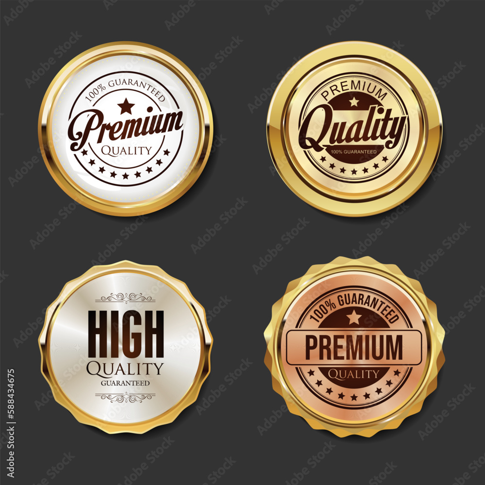 Luxury premium quality golden badges and labels collection