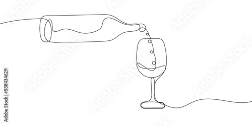 Wine glass continuous pattern on a white background. A continuous simple drawing of a glass of wine. vector illustration