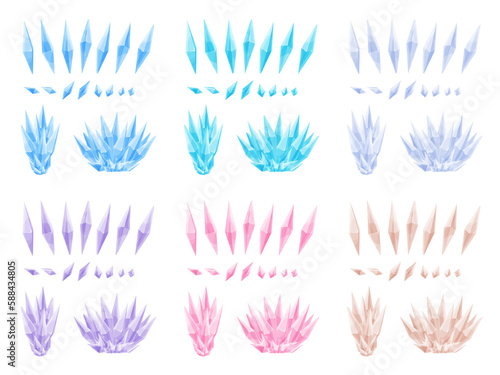 アンモニウムの結晶のイラスト素材セット