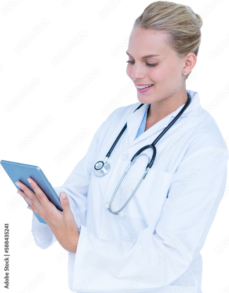 Beautiful female doctor using digital tablet Beautiful female doctor using digital tablet