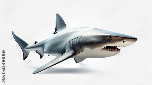 Angry shark on a white background