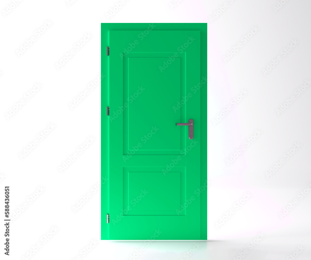 Closed green door with frame Isolated on background, 3d rendering design.
Closed green door with frame Isolated on background, 3d rendering design.