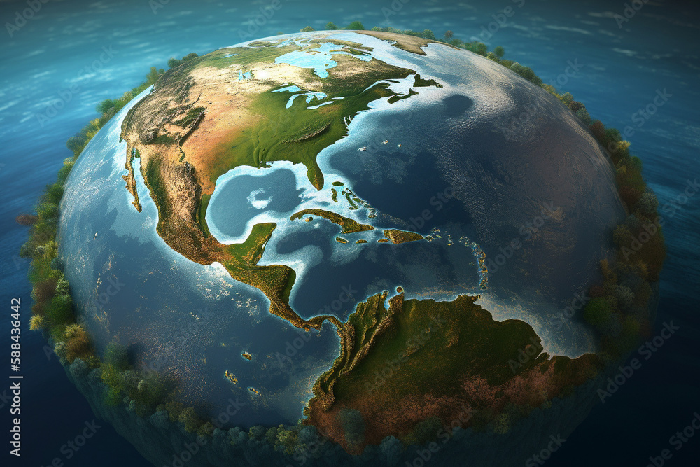 Fototapeta premium Earth Day - conceptual illustration. Sustainable, eco, green, planet friendly. Generative AI