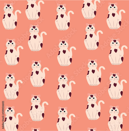Fototapeta Naklejka Na Ścianę i Meble -  Lost with cats. Vector pattern with cats. Orange is lost . Background with cats. Poster, texture, background. Cute pattern with cats
