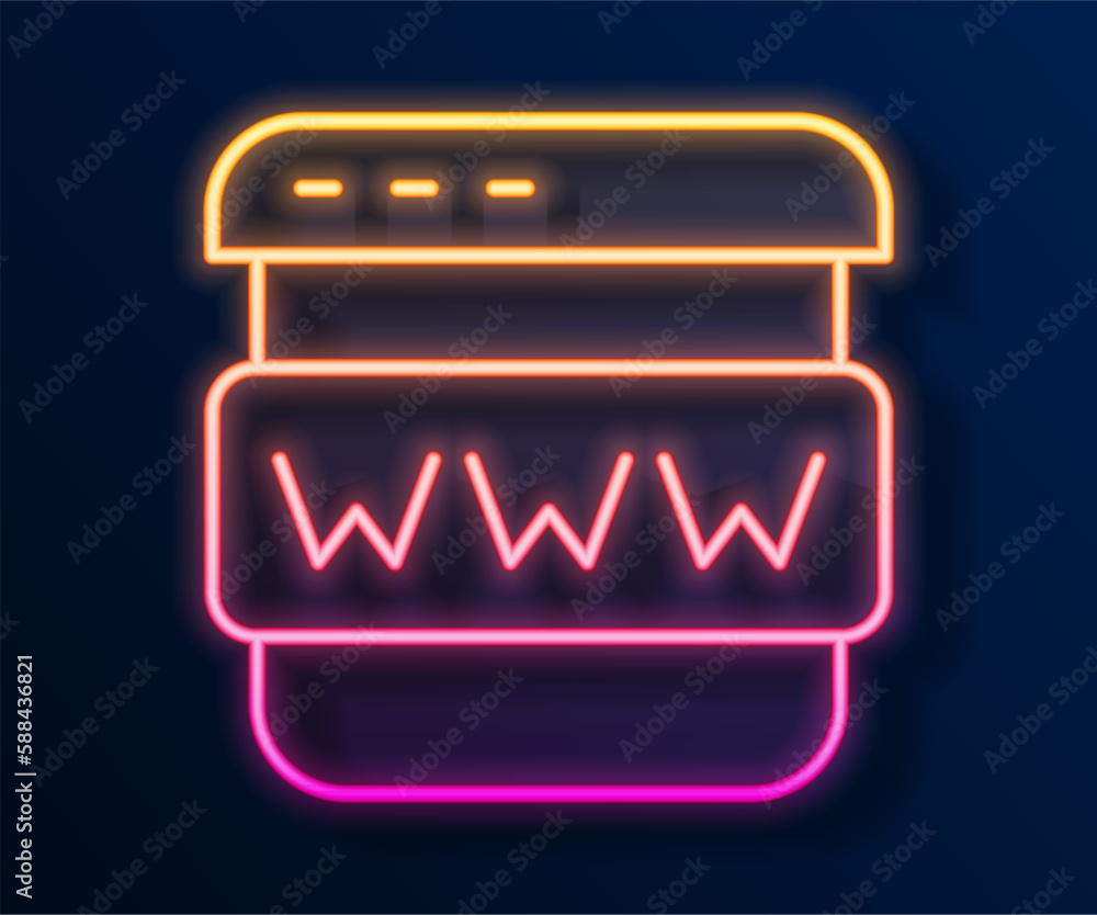 Glowing neon line Browser window icon isolated on black background. Vector Glowing neon line Browser window icon isolated on black background. Vector