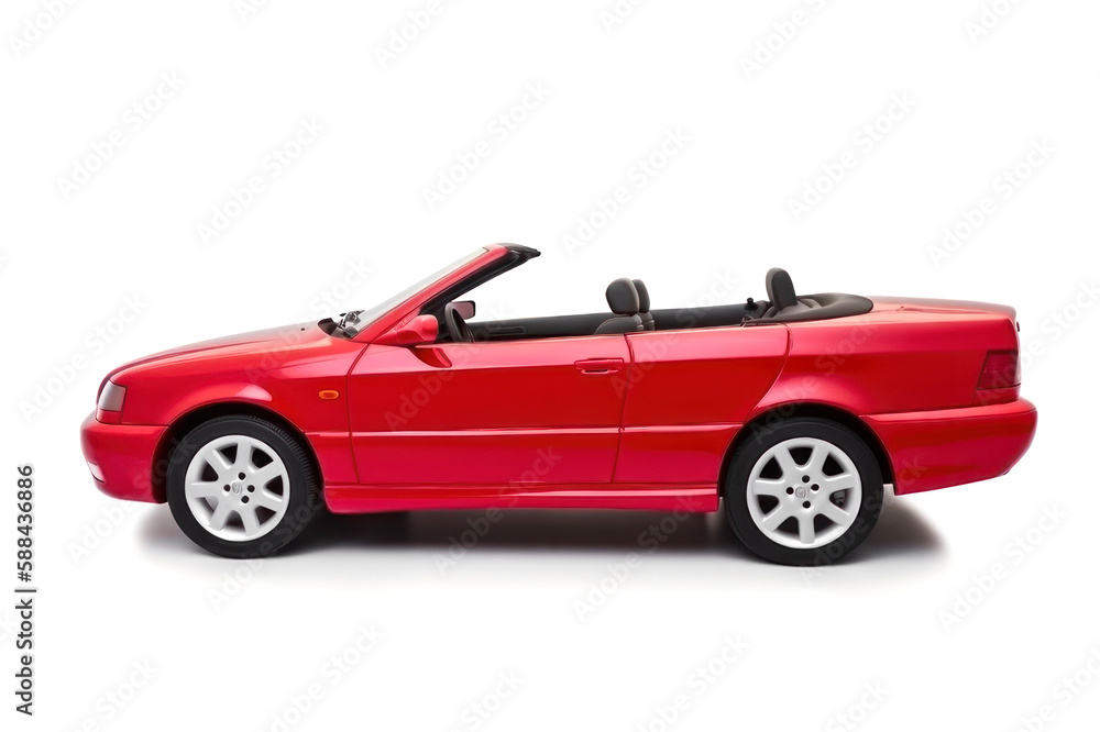 red cabrio car isolated on white background. generative AI