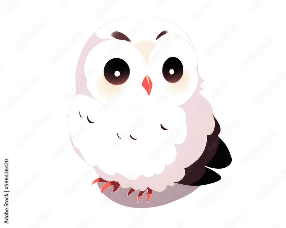 Owl on a white background. Vector illustration in cartoon style.