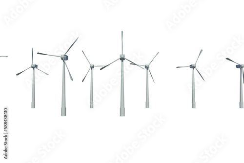 Windmills side by side against white background © vectorfusionart