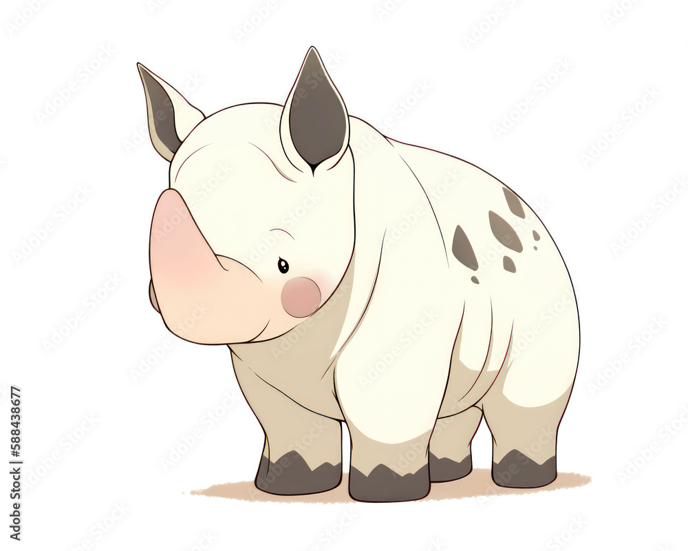 Rhinoceros isolated on a white background. Vector illustration.