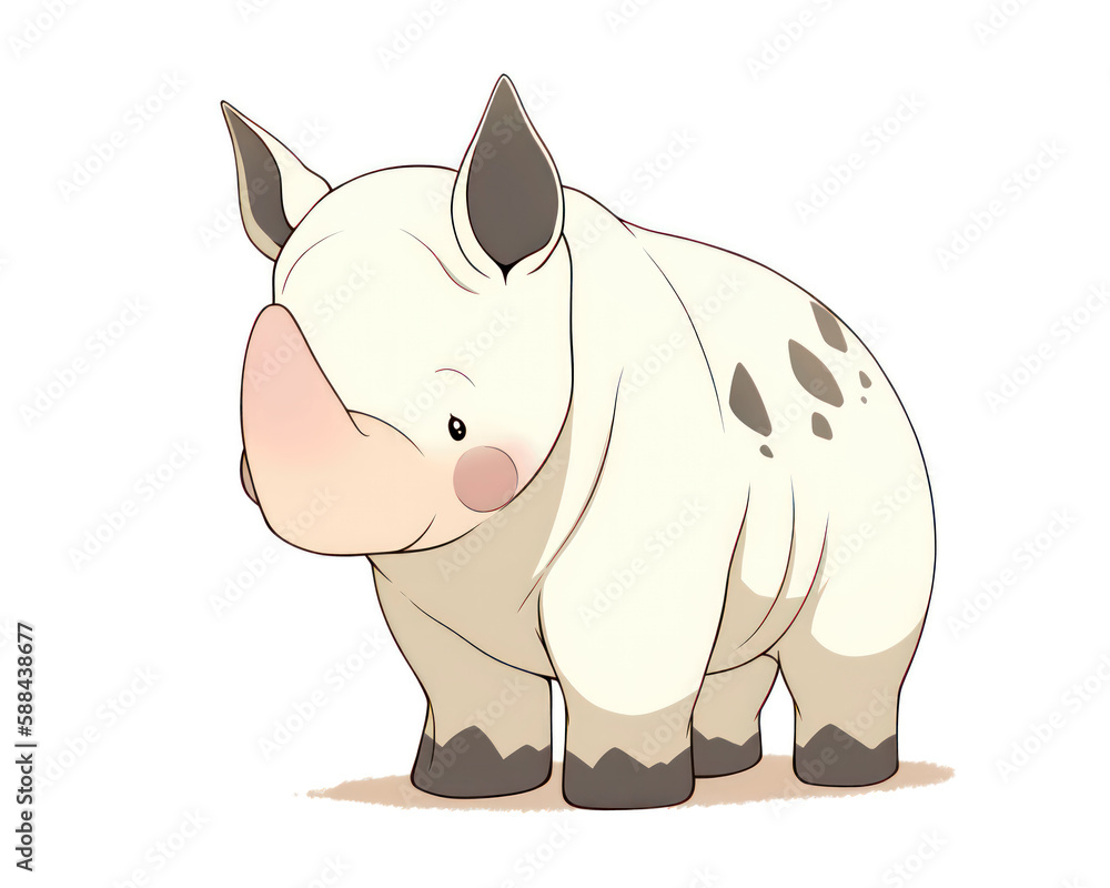 Naklejka premium Rhinoceros isolated on a white background. Vector illustration.