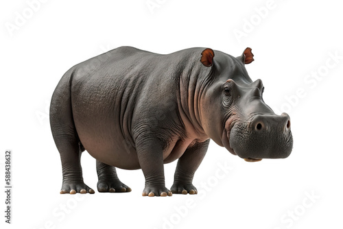 Fényképezés A hippo isolated on transparent background - Generative AI