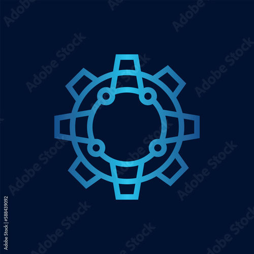 Gear engine technology line modern logo