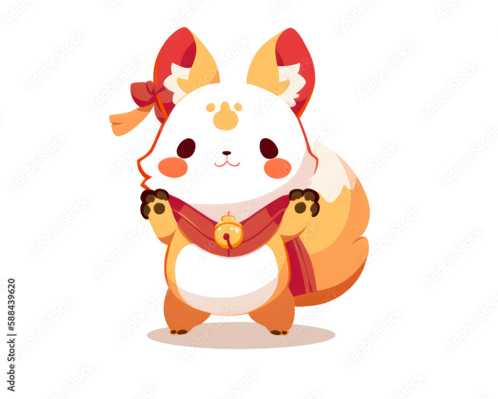 Cute cartoon fox in scarf. Cute animal vector illustration. Cute cartoon fox in scarf. Cute animal vector illustration.