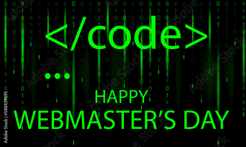 Webmasters on matrix background, vector art illustration.