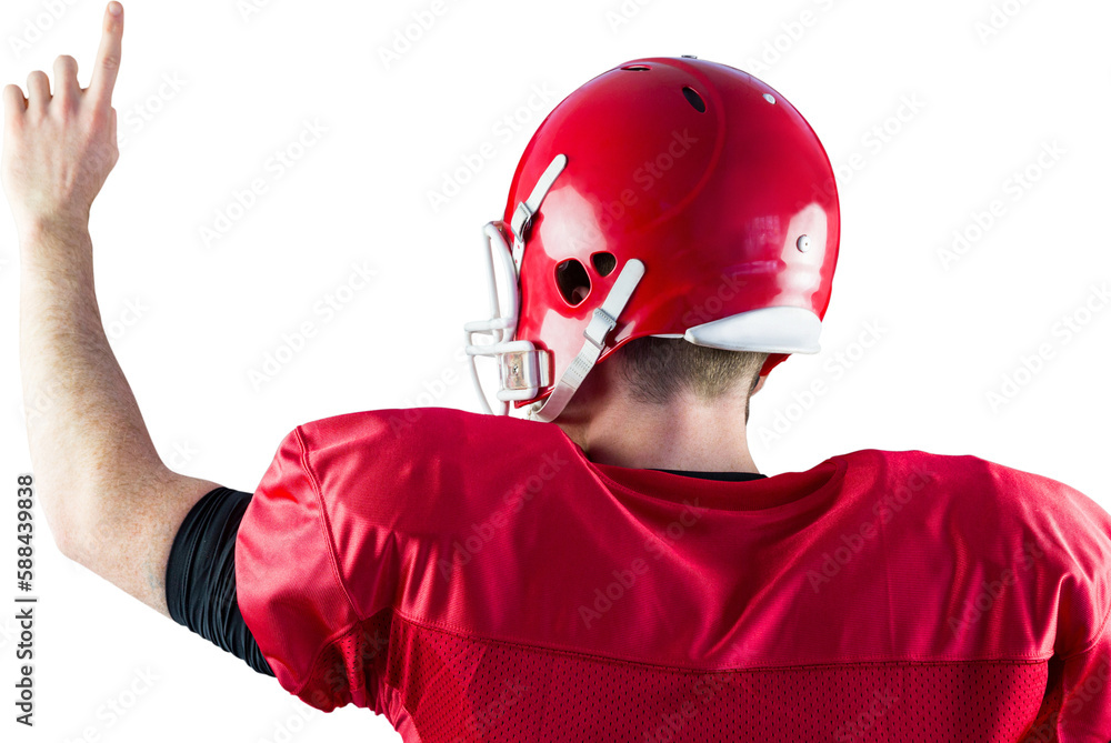 Rear view of american football player triumphing Rear view of american football player triumphing