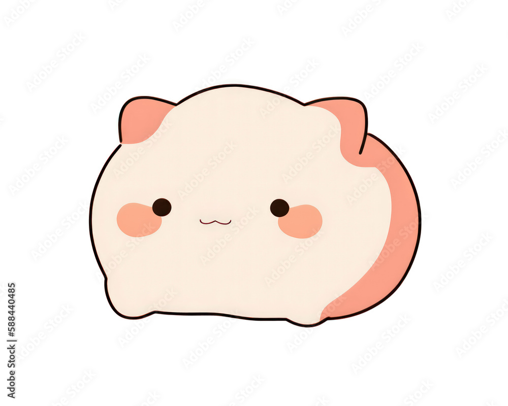 Cute kawaii piggy on white background, vector illustration. Cute kawaii piggy on white background, vector illustration.
