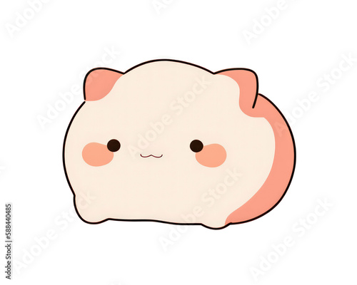 Cute kawaii piggy on white background, vector illustration.