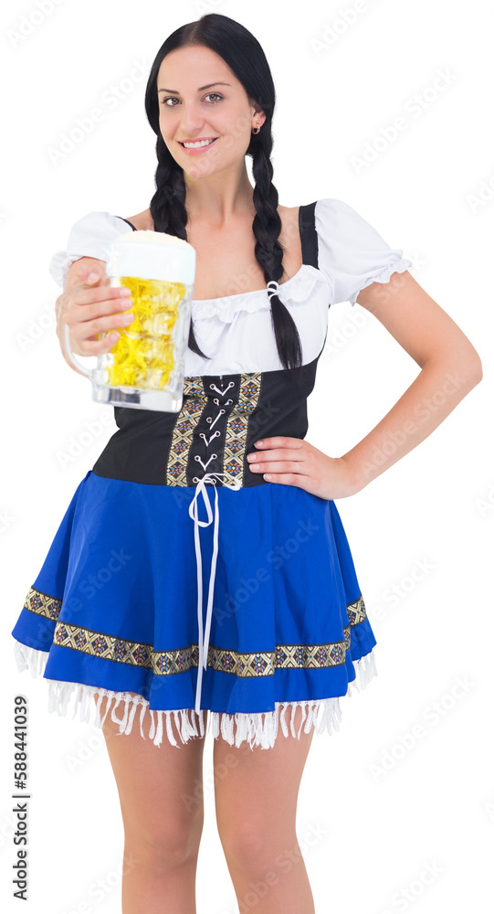 Pretty oktoberfest girl holding beer tankard Pretty oktoberfest girl holding beer tankard