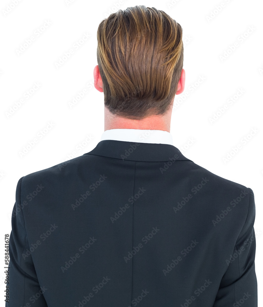 Rear view of elegant businessman in suit posing Rear view of elegant businessman in suit posing