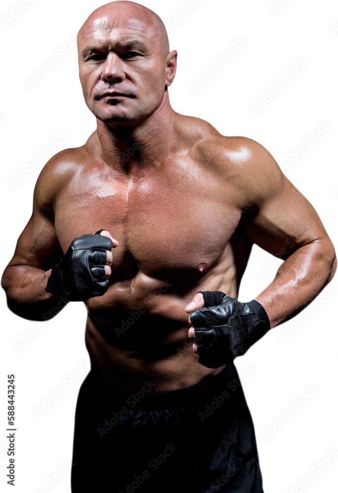 Portrait of confident man with fighter stance
