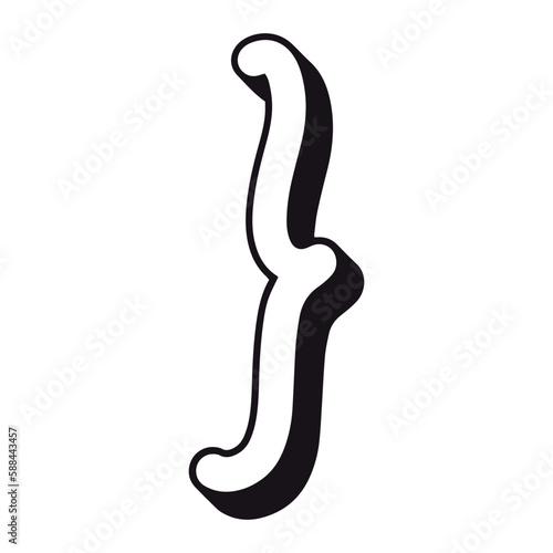 Right Curly Bracket. Outline Hand Drawn Illustration