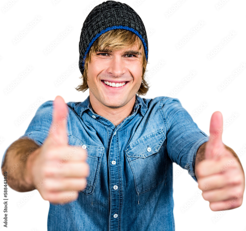 Smiling hipster with thumbs up Smiling hipster with thumbs up
