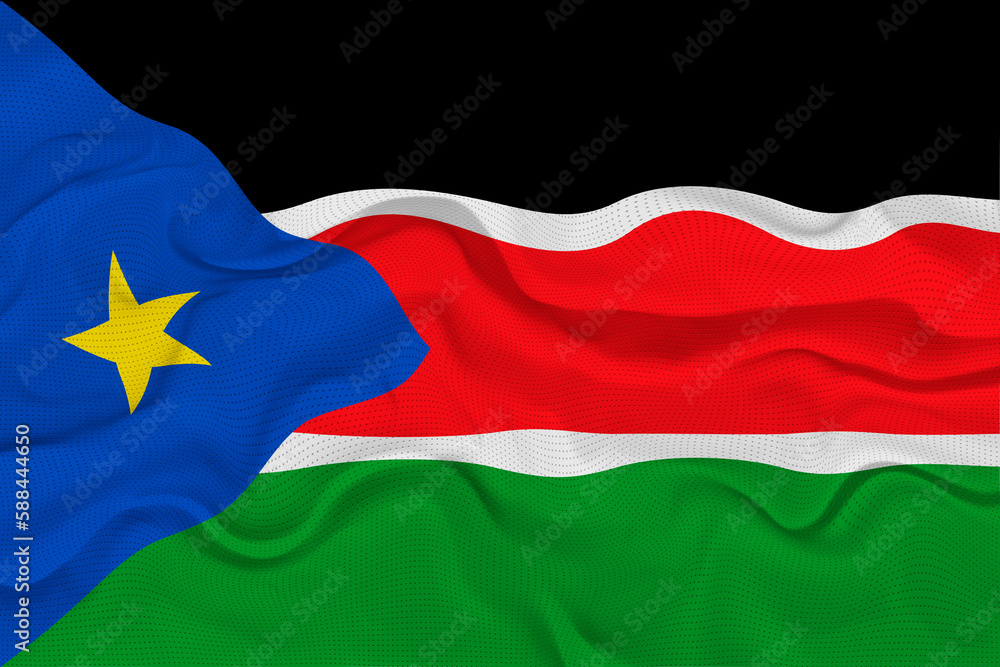 National flag of South Sudan. Background with flag of South Sudan. National flag of South Sudan. Background with flag of South Sudan.