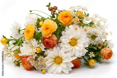 bouquet, composizione floreale su sfondo bianco. Foto ad alta risoluzione.
