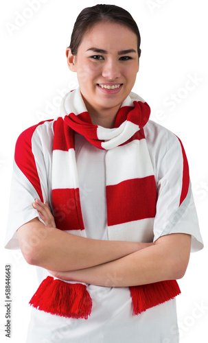 Football fan in white wearing scarf