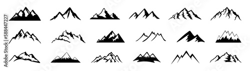 Mountains silhouettes set. mountain icons set