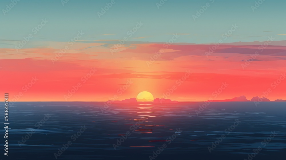 sunset over the sea AI Generated