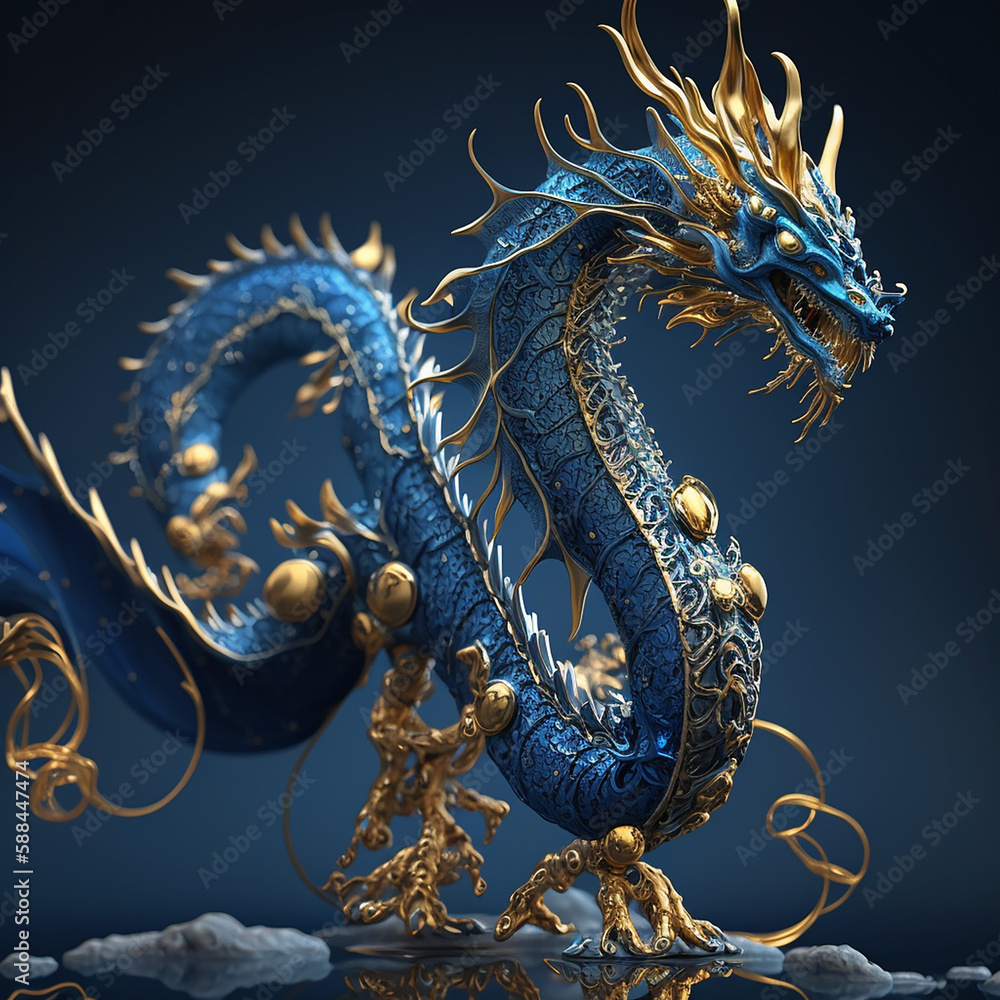 Fototapeta premium golden dragon statue