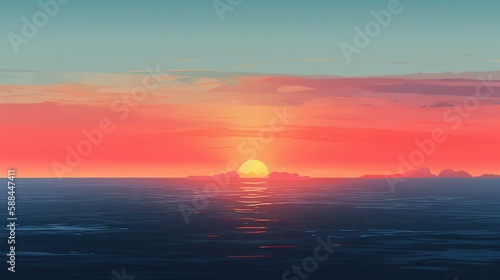 sunset over the sea AI Generated © therealnodeshaper