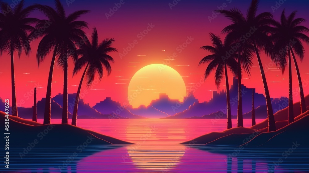 sunset on the beach AI Generated