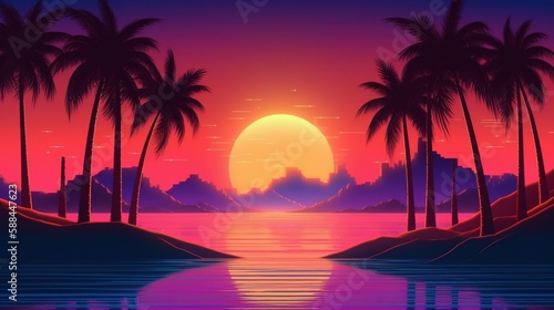 sunset on the beach AI Generated © therealnodeshaper
