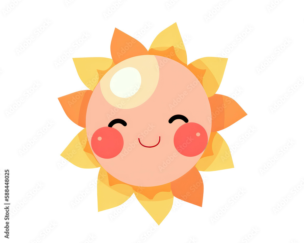 Cute cartoon sun. Isolated on white background. Vector illustration. Cute cartoon sun. Isolated on white background. Vector illustration.