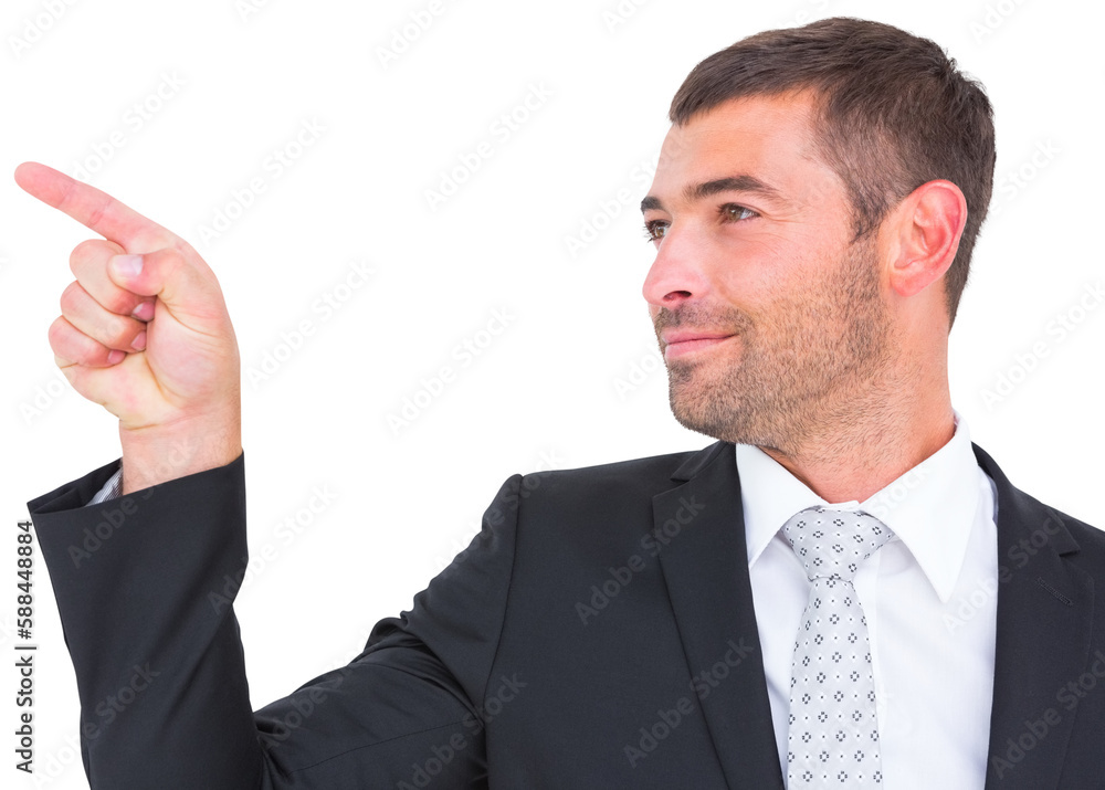 Businessman pointing with finger Businessman pointing with finger