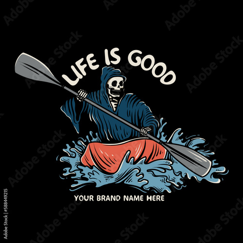 the grim reaper go to rafting illustration