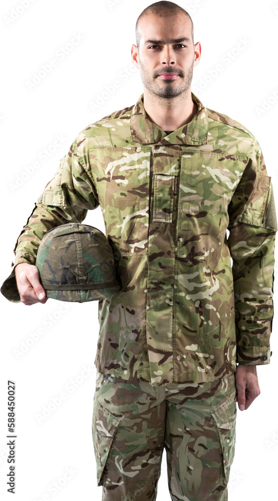 Portrait of confident soldier with helmet Portrait of confident soldier with helmet