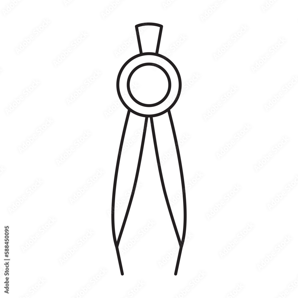 Drawing compass.Compass divider drafting.Technical drawing tool.Architect drafting tool.Isolated on white background.Outline vector illustration. Drawing compass.Compass divider drafting.Technical drawing tool.Architect drafting tool.Isolated on white background.Outline vector illustration.