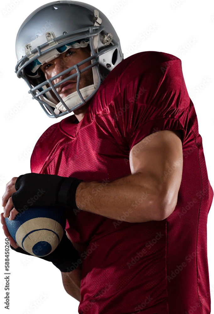 Portrait of sportsman with American football