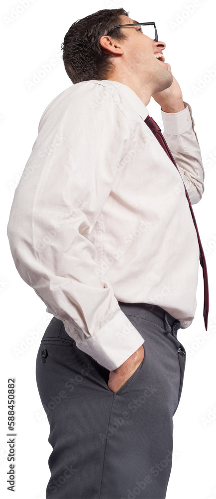 Thinking businessman touching his glasses Thinking businessman touching his glasses