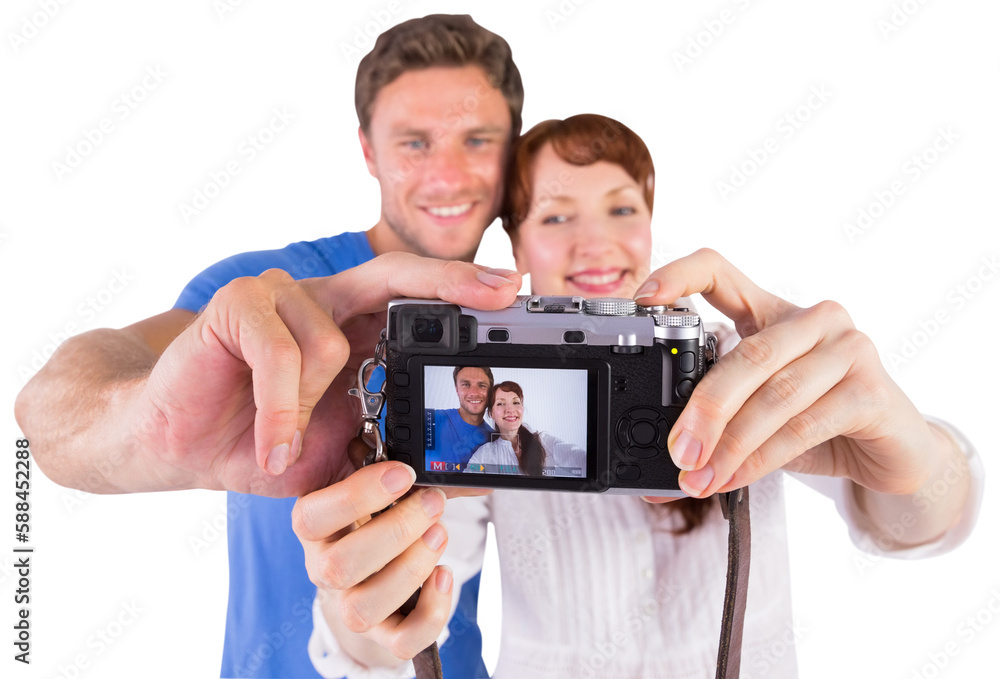 Couple using camera for picture