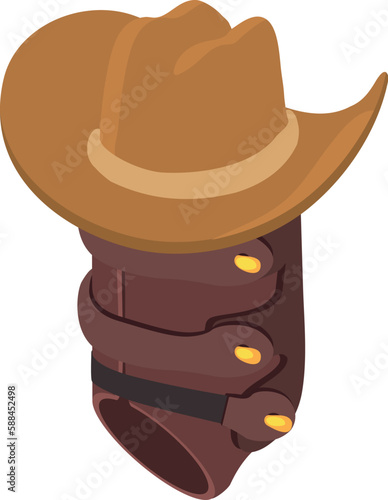 Cowboy symbol icon isometric vector. Cowboy hat and leather protection boot icon. Wild west symbol, western