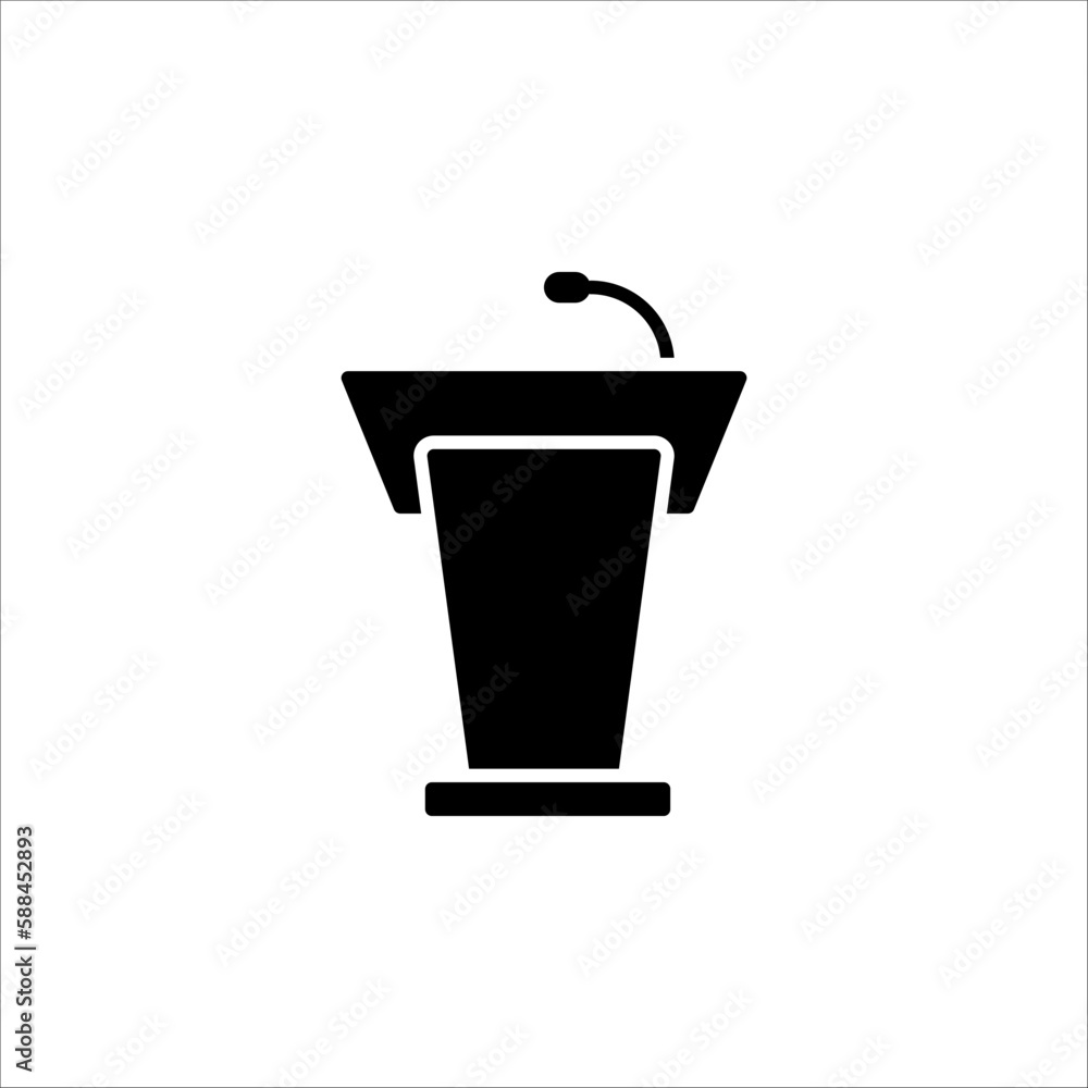 Tribune line icon. Microphone, mic, podium. Mass media concept on white background